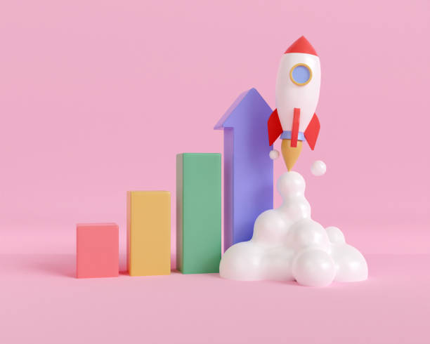 istock 3d render rocket launch with business graph growth on pink background. business startup concept. space rocket trading target investment. 3d rendering illustration minimal. 1450015005