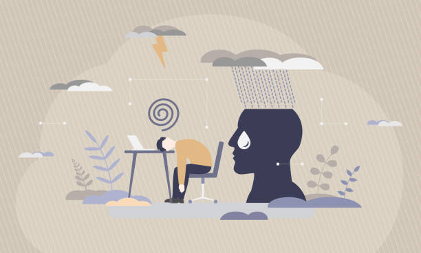 Boreout Syndrome - Conceptual Illustration Boreout Syndrome - Profound and Continuous Work Demotivation Experienced as Extreme Boredom - Conceptual Illustration workplace absence stock illustrations