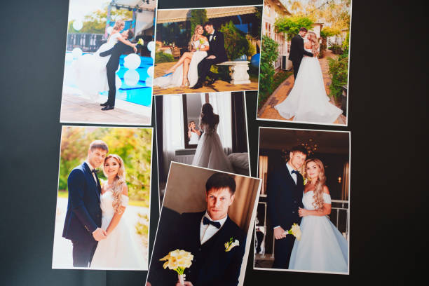 istock printed wedding photos on a black background. 1450018691