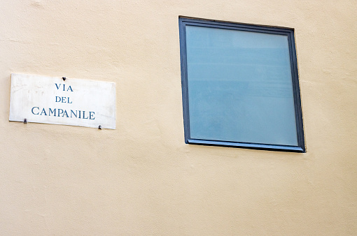 Street Name Sign for Via del Campanile at Florence in Tuscany, Italy