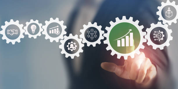 istock Achieving exponential growth through digital transformation concept. Increasing arrow, the exponential curve of progress in business performance. Investing digital tools, transformative technologies. 1450019979