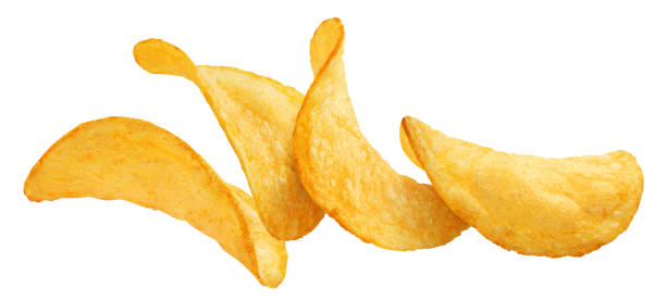 istock Delicious potato chips on white 1450020660