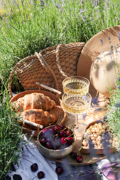 istock Summer picnic on a lavender field 1450023684