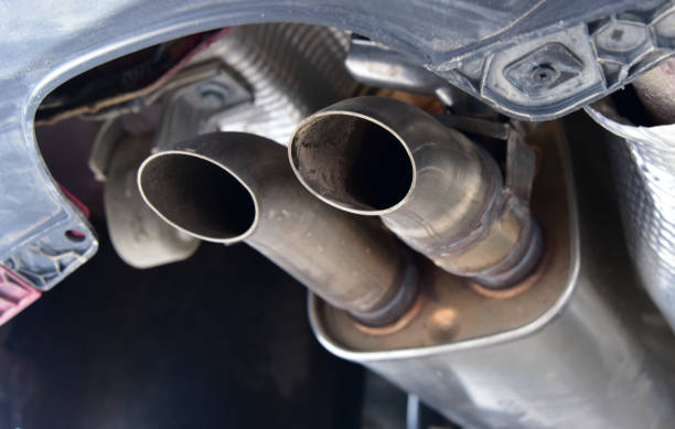 istock Exhaust pipe muffler under the car 1450027257