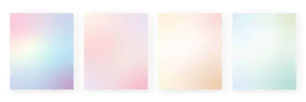 Vector illustration of Gradient backgrounds vector set in pastel colors. Gradient wallpapers Colorful vector backgrounds for covers, wallpapers, social media stories, banners, business cards, branding design projects screen