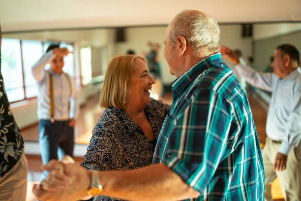 istock Senior couple dancing at dance studio 1450033902