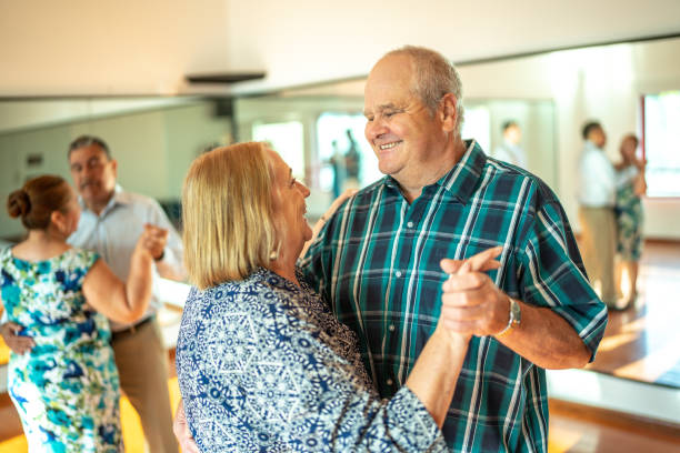 istock Senior couple dancing at dance studio 1450034095