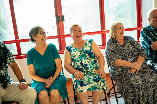 istock Senior friends talking at the dance studio 1450034221