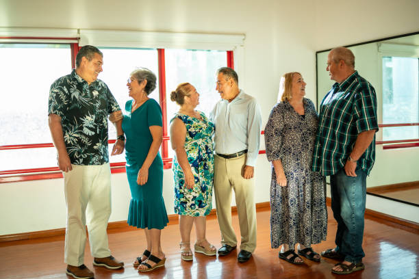 istock Group of mature couples talking at the dance studio 1450034717