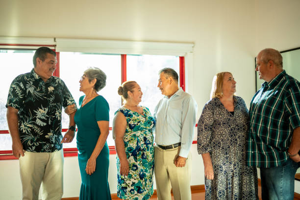 istock Group of mature couples talking at the dance studio 1450034719