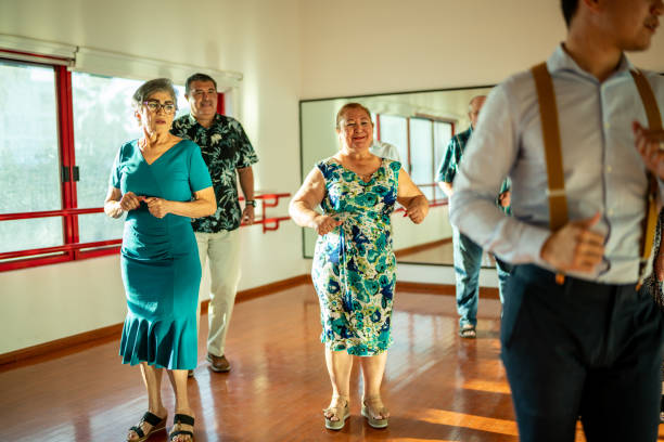 istock Group of mature students at a dancing class 1450034728