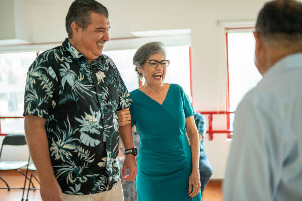istock Mature couple friends talking at dance studio 1450035586