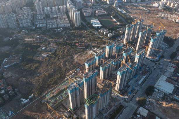 istock Empty land in front of the city construction site 1450040074