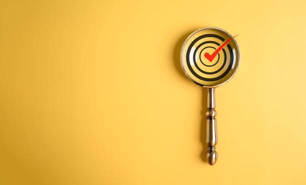 istock Magnifier glass focus to target icon which for planning development leadership and customer target group concept. 1450040788