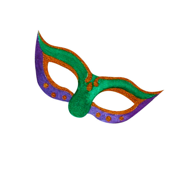 istock mardi gras mask purple green watercolor. on isolated white background, hand drawn. Perfect for card design, invitation, scrapbooking, fabric printing. 1450047009