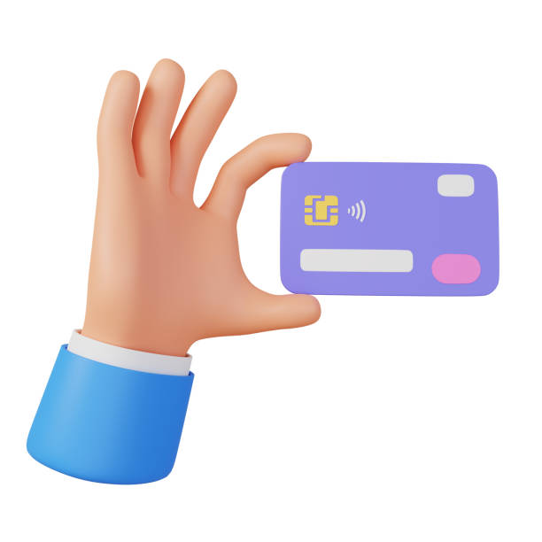 istock Cartoon hand holding credit card 1450047940