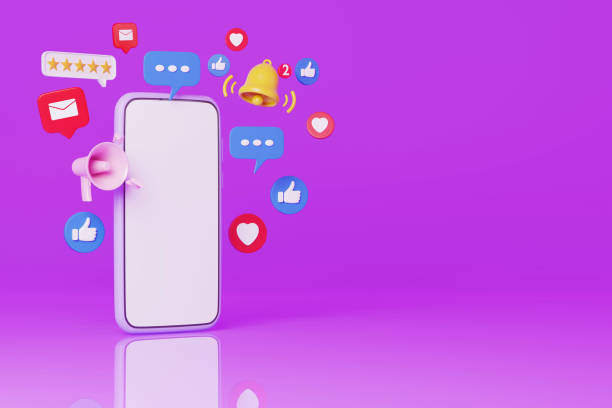 istock Social network icon online communication application with smartphone concept 1450047997