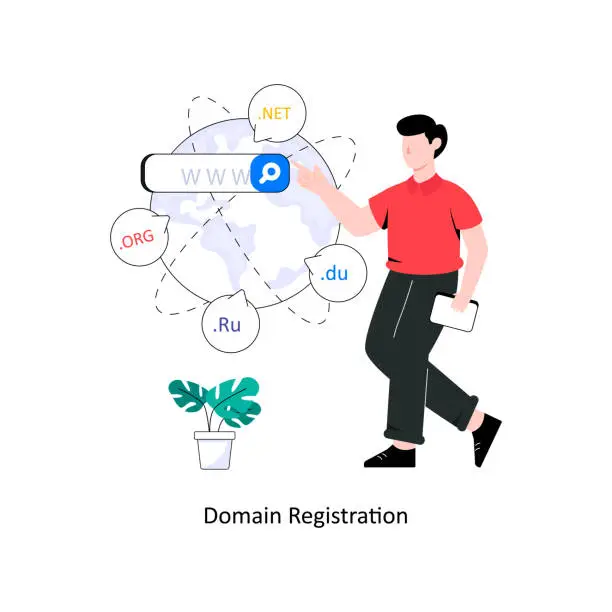 Vector illustration of Domain Registration Flat Style Design Vector illustration. Stock illustration