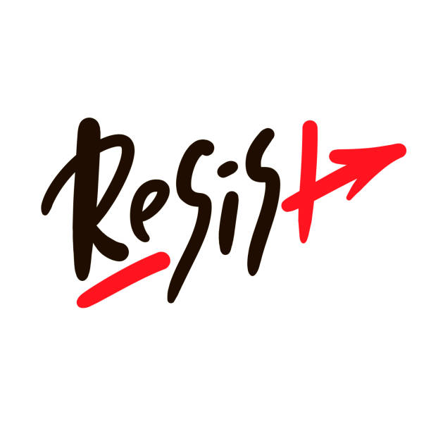 resist - inspiruj motywacyjny cytat. ręcznie rysowany piękny napis. nadruk na inspirujący plakat, koszulkę, torbę, kubki, kartę, ulotkę, naklejkę, odznakę. emocjonalne pisanie wektorowe - opponens pollicis stock illustrations