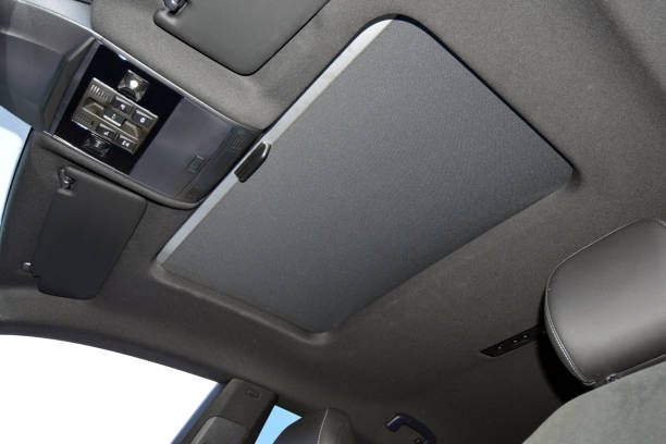 istock Closed panoramic sunroof in a passenger car 1450054751