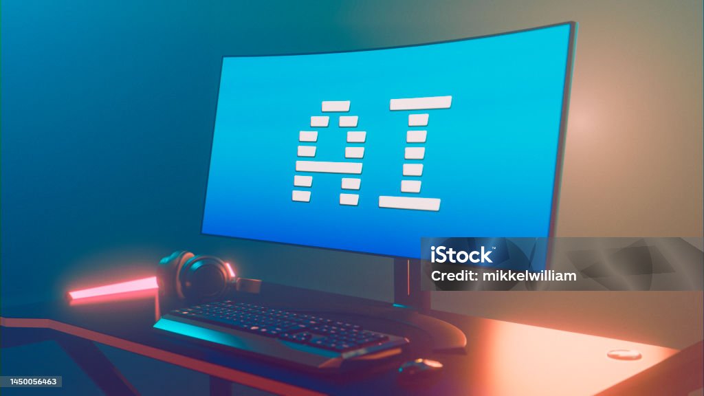 Computer Ready To Use With Artificial Intelligence Stock Photo ...