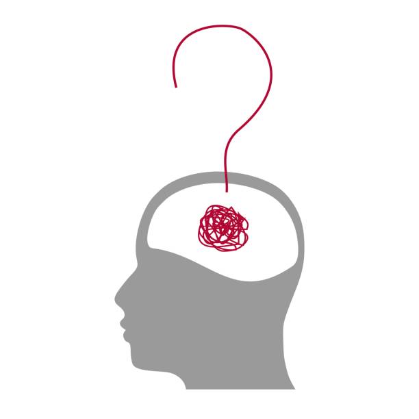 istock A man's head in profile with a tangled ball of nerves, scribbles symbolizing a depressed state of a person. Psychological help. Personality disorder and depression. Question mark 1450056509