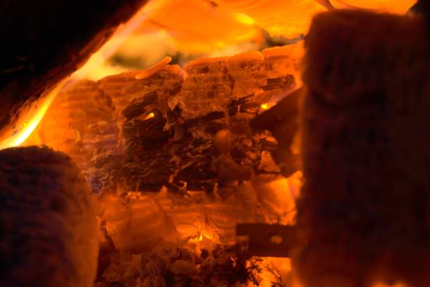 istock Closeup of burning firewood on a fireplace 1450060063