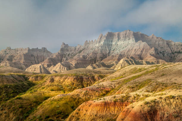 istock Badlands Yellow Mounds in Fog 1450063191