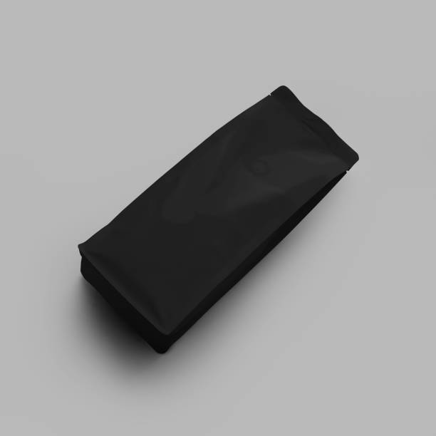 istock Template black coffee pouch gusset with degassing valve, stable packaging, for design, advertising in a coffee shop. 1450066337