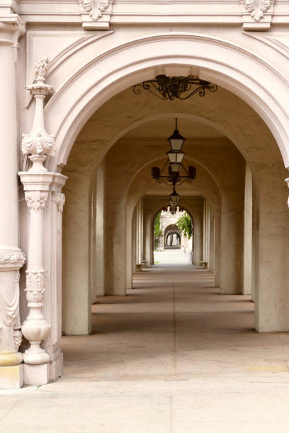 istock Long corridor of ornate arches and stone columns 1450066480