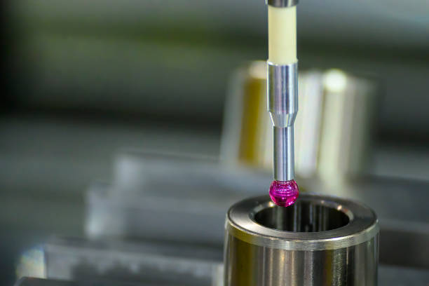 istock Close up scene the CMM machine measuring the sample parts. 1450068087