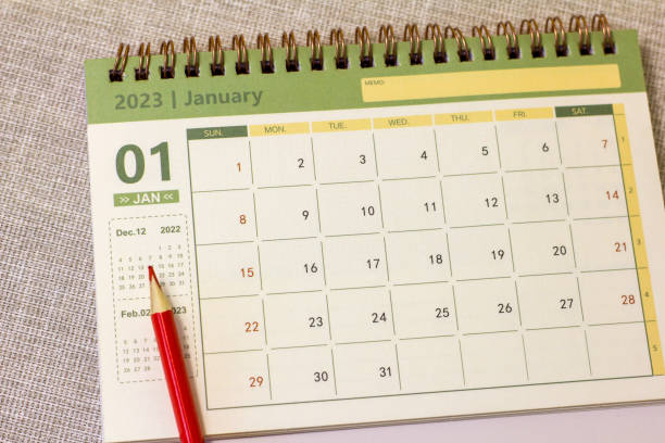 istock The calendar for January 2023 is on the table. 1450072522