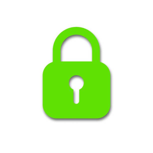 istock Green padlock icon isolated on white background. Symbol sign lock. Vector illustration. 1450076518