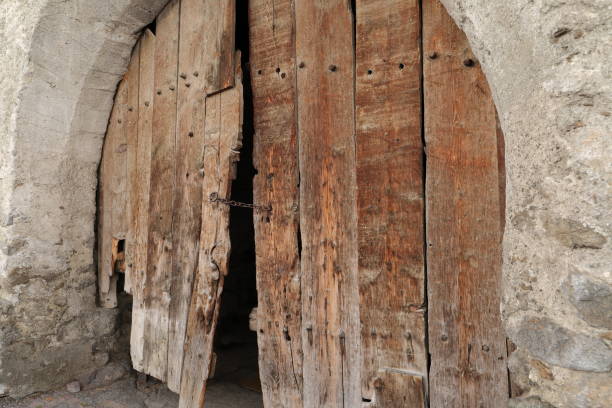 an old wooden gate stock photo