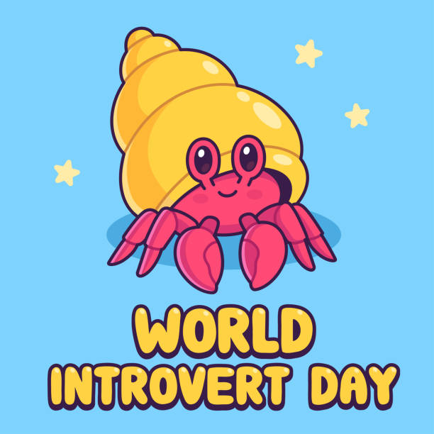 World Introvert Day hermit crab World Introvert Day cute cartoon hermit crab drawing. Vector illustration. hermit crab stock illustrations