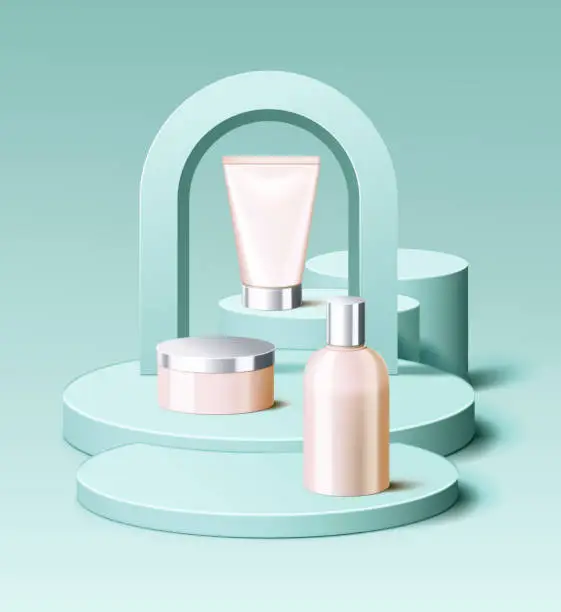 Vector illustration of Podium, Cosmetics Stand