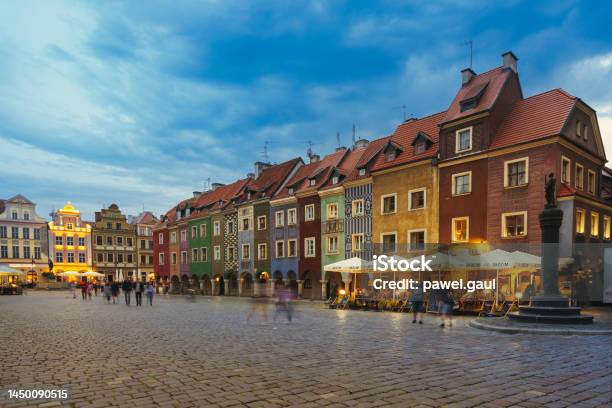 Old Market Square During Sunset In Poznan Poland Stock Photo - Download Image Now - City Life, Cityscape, Color Image