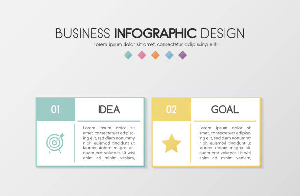 Business infographic template with 2 steps. Colourful timeline. Vector Business infographic template with 2 steps. Colourful timeline. Vector horizontal bar stock illustrations