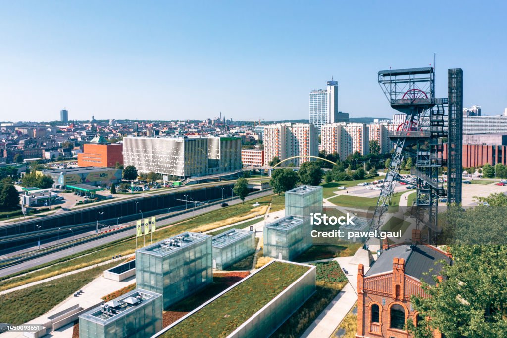 Aerial view of Katowice city Silesia in Poland Aerial View Stock Photo