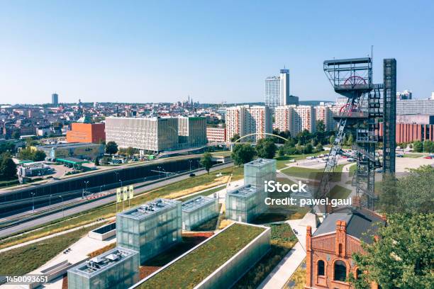 Aerial View Of Katowice City Silesia In Poland Stock Photo - Download Image Now - Aerial View, City, Cityscape