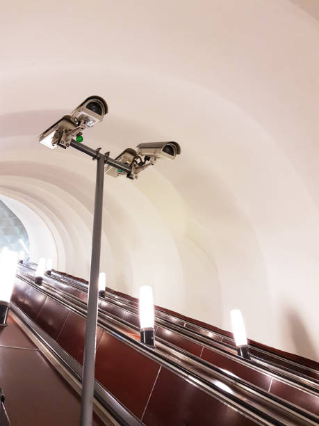 istock Four cameras underground on the subway station on escalator. Security concept 1450098284