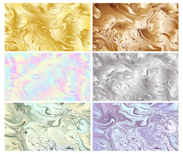 Vector illustration of Set of liquid and marble backgrounds
