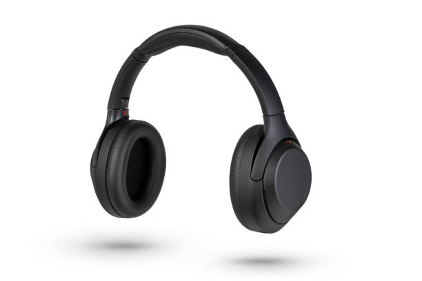 istock Headphones isolate on white. Wireless headphones in black, high quality, isolated on a white background, for advertising or product catalog. 1450110440