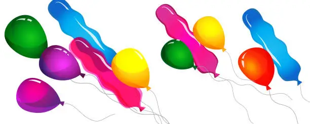 Vector illustration of Event celebration concept in cartoon style. multicolored balloons on an isolated white background. Creative poster or banner.