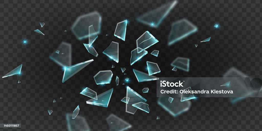 Sharp Glass Splinter Broken Glass Shatter Explosion Vector Sharp Ice Fragments On ...