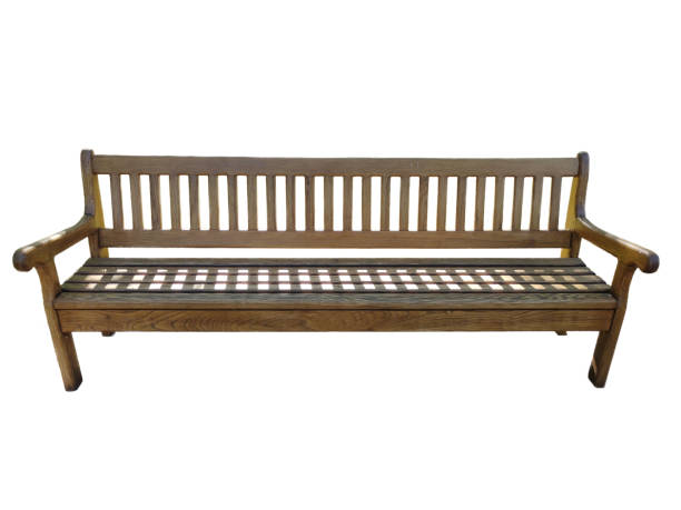 istock Wooden decorative wide bench on a white clipping path background 1450114989