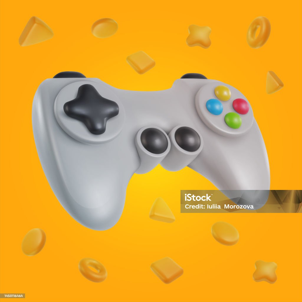 Controller Cartoon Element 3d Realistic Game Controller With Geometric Shapes In Minimal Funny ...