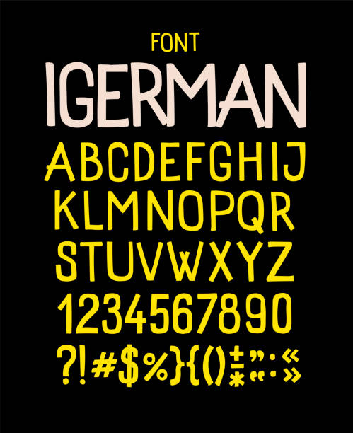 istock Usual display font for inscriptions. Latin capital letters. Alphabet for cheerful informal inscriptions. All letters are saved separately. Symbols for logos. 1450118985