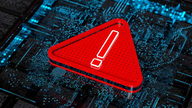 Malware Detected Warning Screen with abstract binary code 3d digital concept