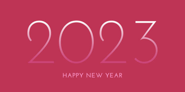 vector 2023 new year banner. viva magenta 18-1750 color of the year 2023. viva magenta trendy background and gradient numbers. happy new year text. - viva magenta 幅插畫檔、美工圖案、卡通及圖標